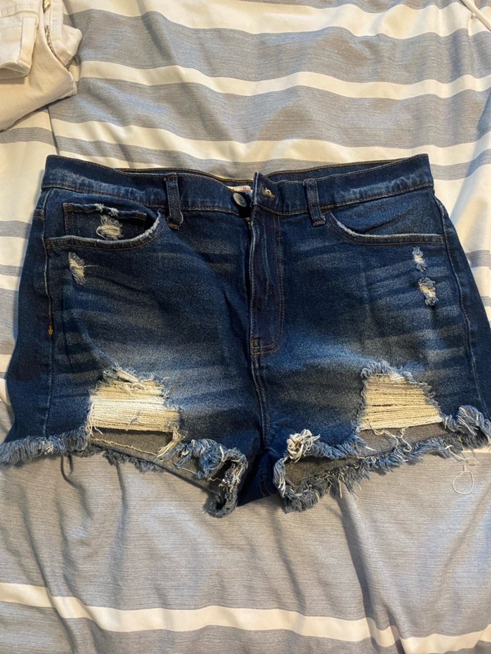SO Dark Blue Distressed Denim Shorts